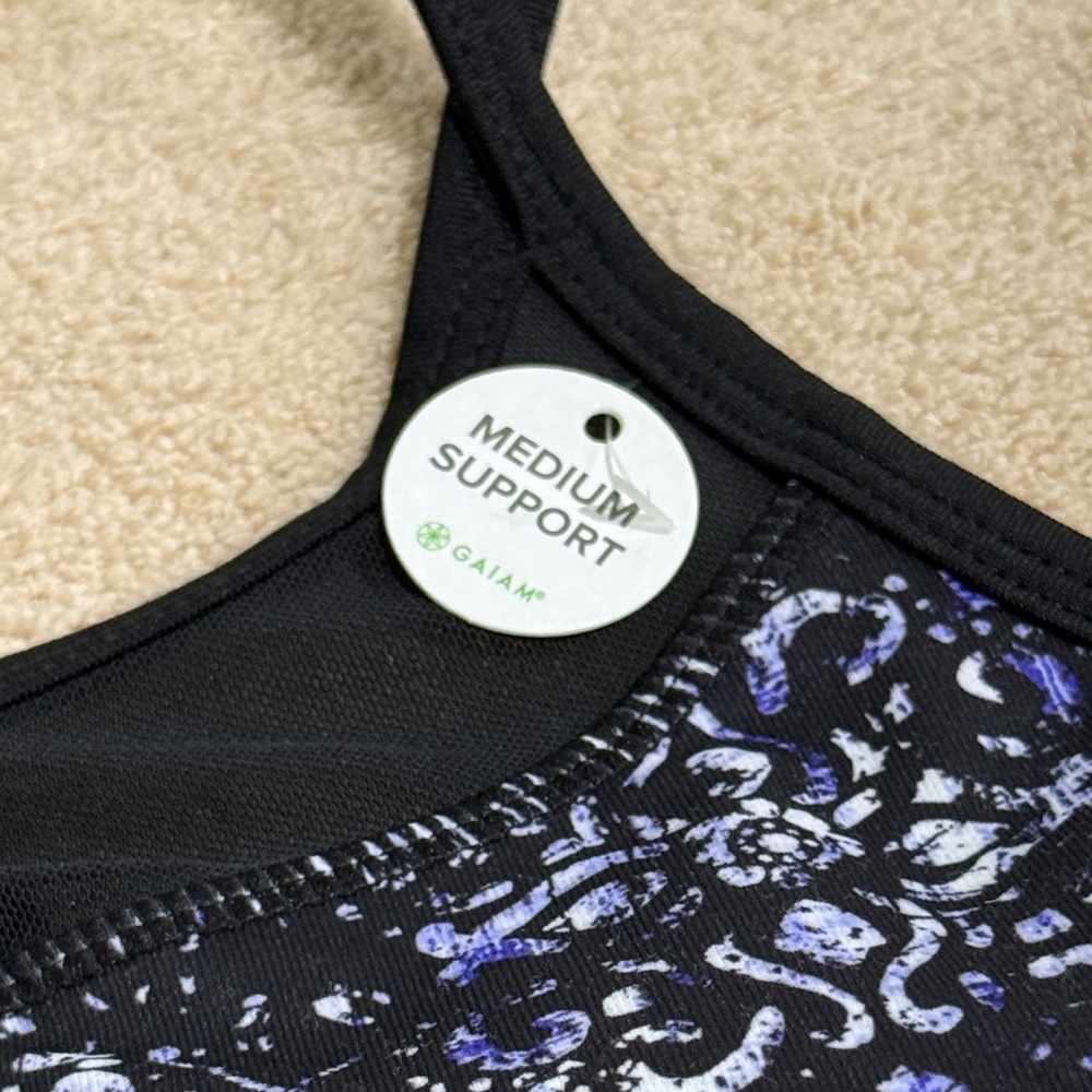 GAIAM Black and Blue Patterned Sports Bra - Picture 3 of 5